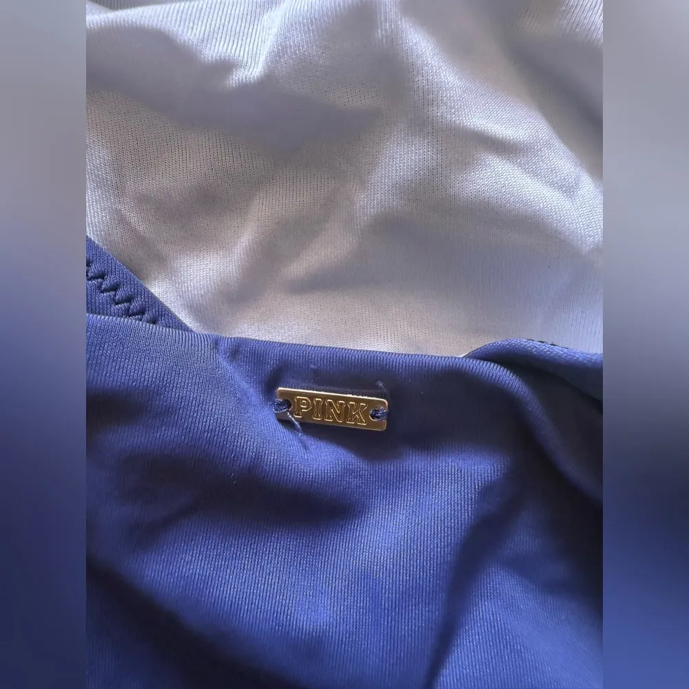 Victoria’s Secret PINK Swimsuit Floral Swim Embroidered Plunge One Piece Navy S/ - Image 5