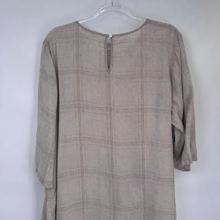 Eileen Fisher Minimalist Tunic Womens 2X Tan Organic Linen Nautical Grannycore - Image 7