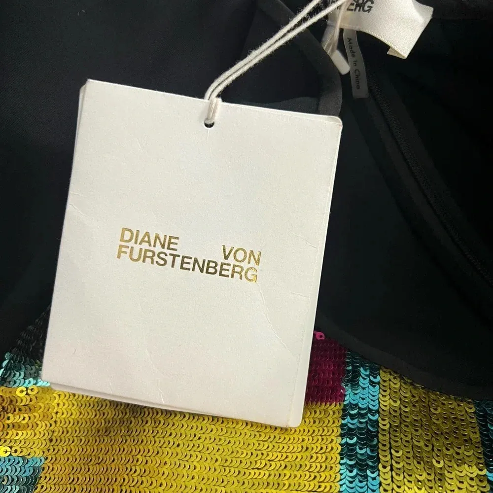 Diane Von Furstenberg Sequin Saxon Stripe Sleeveless Shell Top‎ Size Medium - Image 12