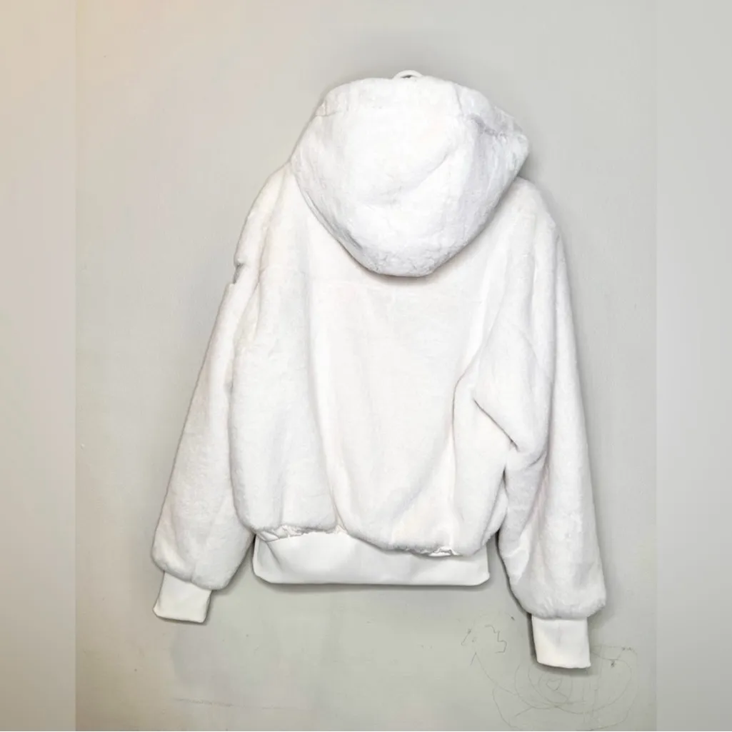 Alo Yoga Foxy Faux Fur Jacket Ivory white With Removable Hoodie Size XS - Image 7
