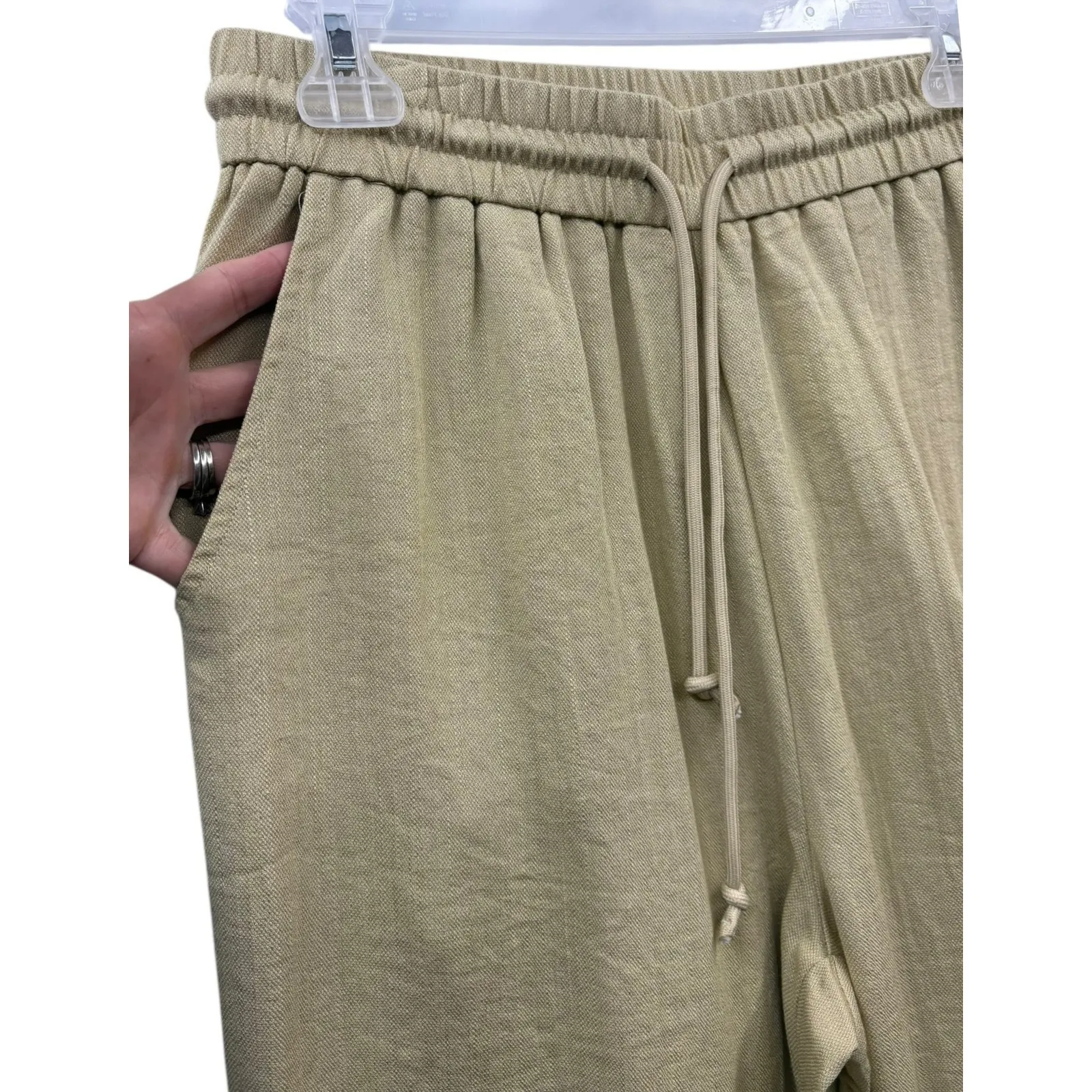 Halara Women's High Waisted Wide Leg Casual Costal Travel Resort Pants L - Image 8