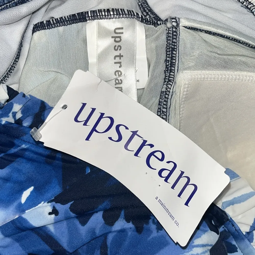 Upstream NWT Size 14 Blue Abstract Floral One Piece Halter Bathing Suit Swimsuit - Image 4