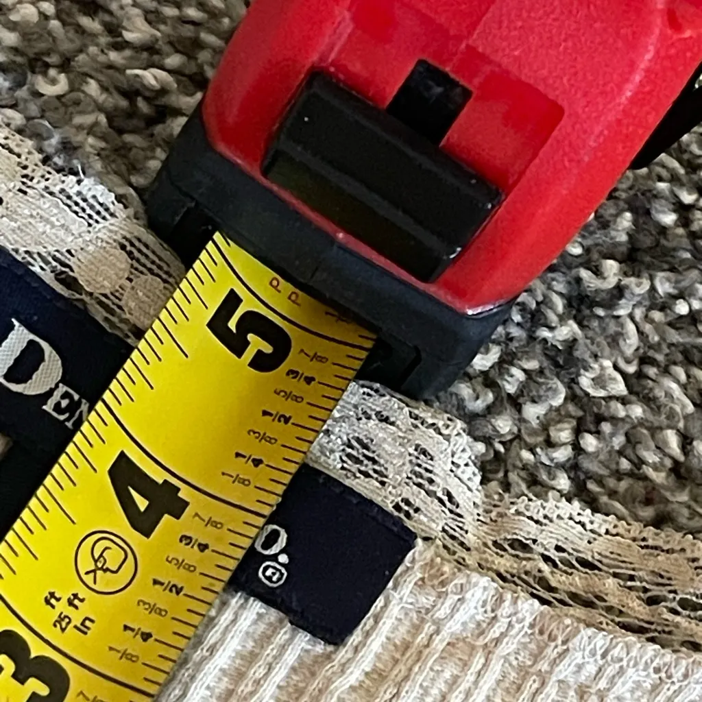 Denim & Co Cream Ribbed V Neck Lace Trim 3/4 Sleeve Shirt L Size L - Image 10