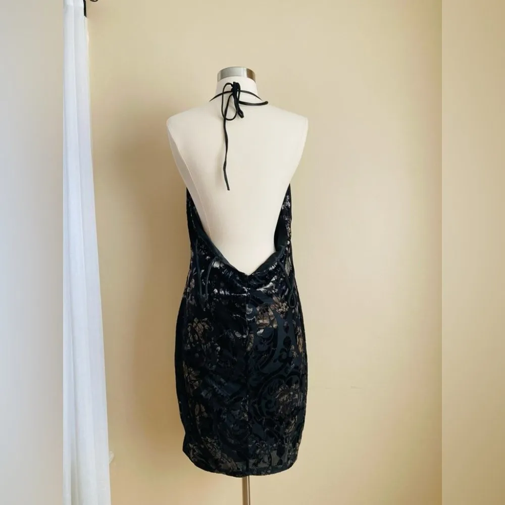 Trac Printed Velvet Gradient Halter Tie Open Back Mini Dress Size 1X NWOT - Image 6