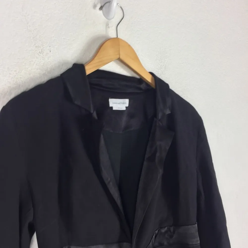 Lovers + Friends Yasmeen Black Satin Wrap Blazer Mini Dress Small - Image 8