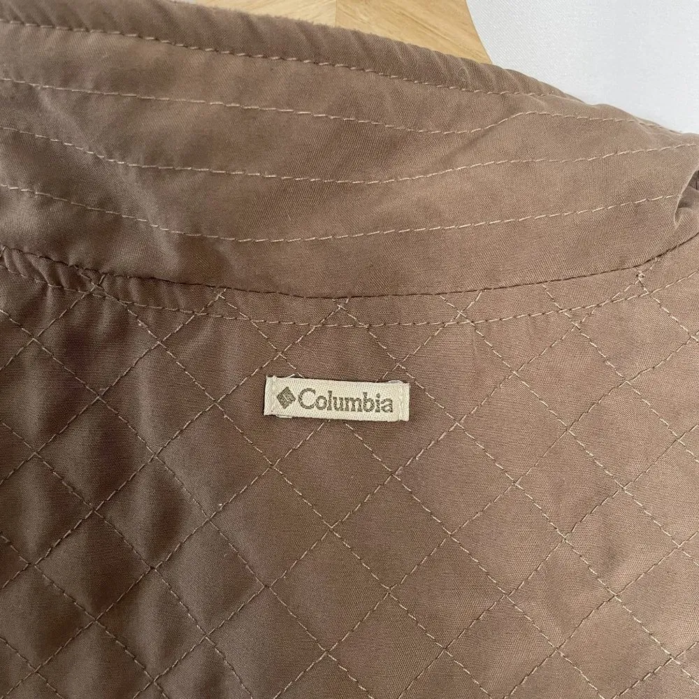 Columbia brown full zip quilted fleece women's winter vest warm size S pockets - Image 7