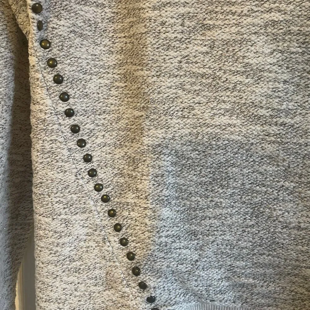 Lucky Lotus Sweater Beige metallic Knit Pullover Embellished Studded Ladies Sz L Gold Size L - Image 14