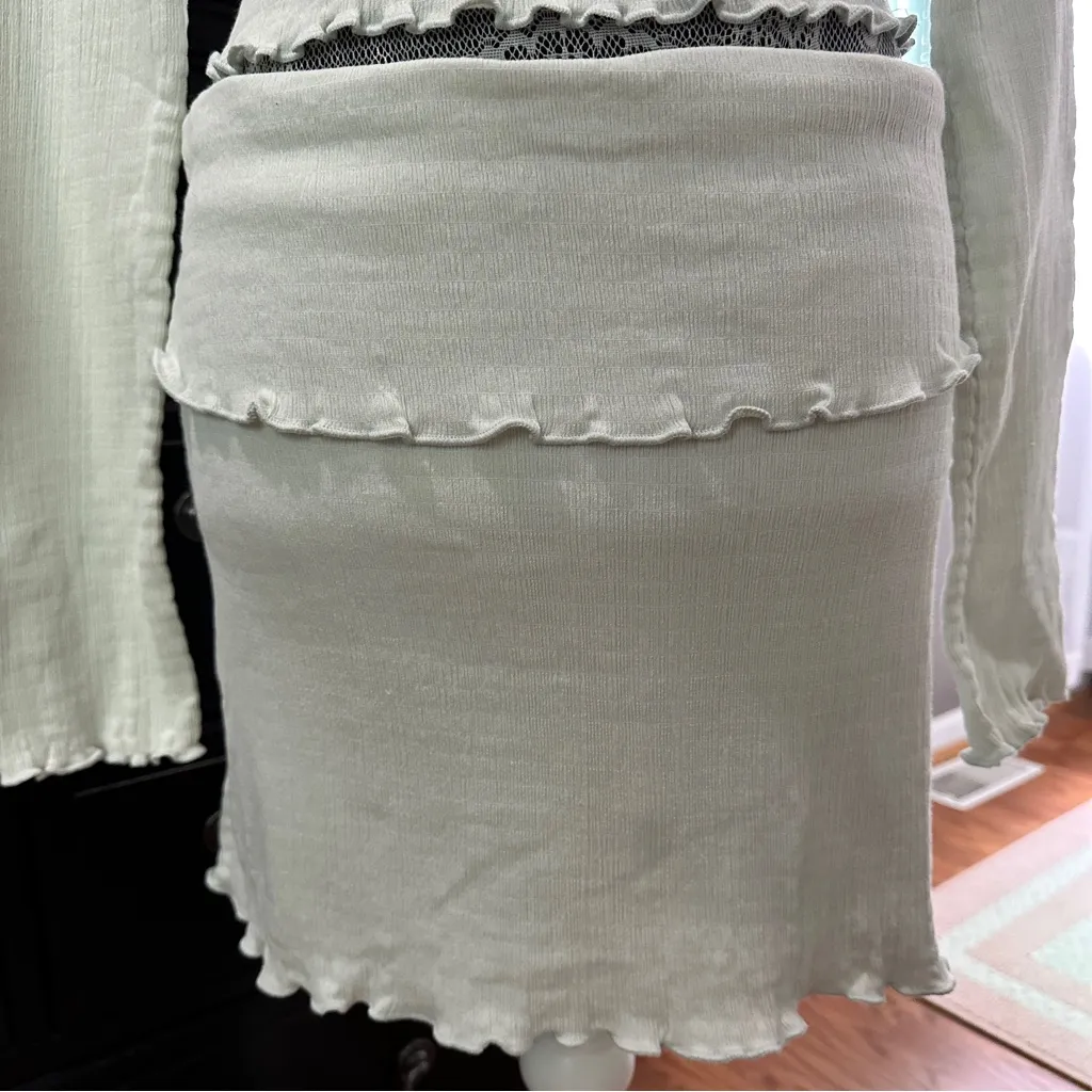 Free People Soleil Set Mineral Sea Two-Piece Long Sleeve & Mini Skirt Size L - Image 7