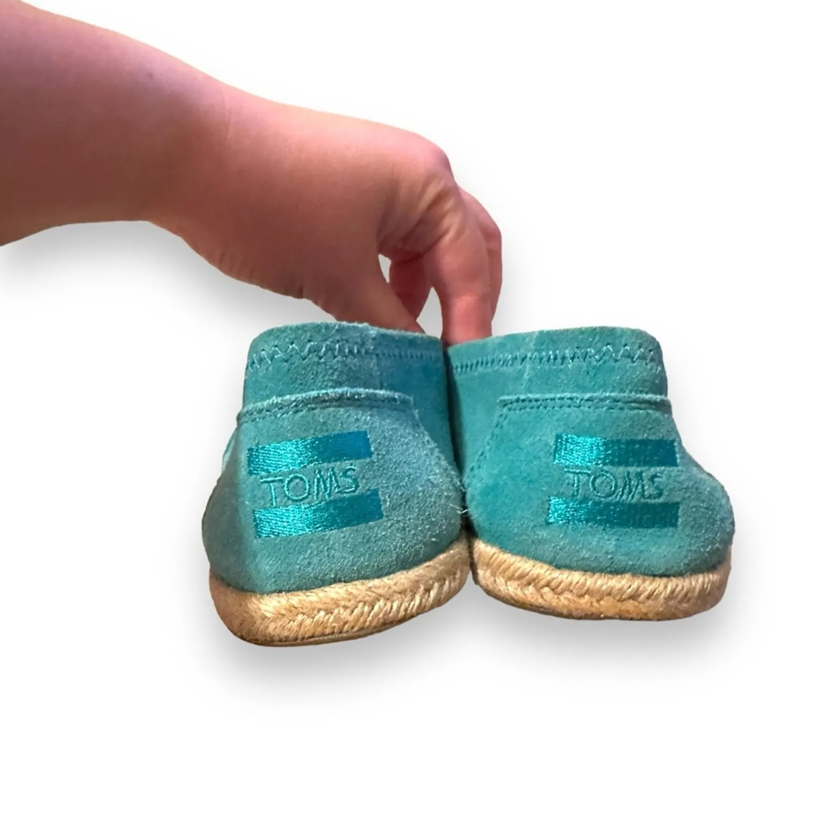 Toms‎ Classic Rope Sole Alparagata Espadrilles in Turquoise Suede Sz 7 - Image 4