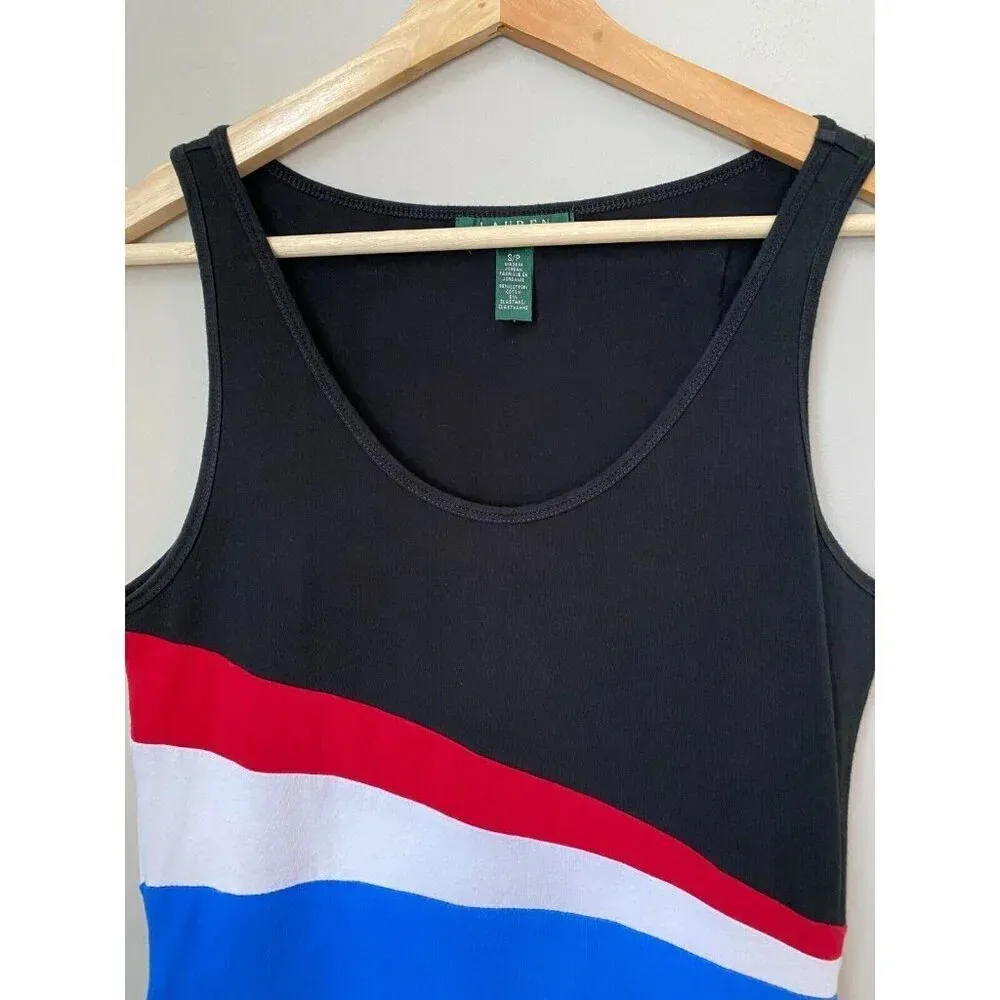 Lauren Ralph Lauren Size Small Sleeveless Bodycon Colorblock Stretch Midi Dress - Image 7