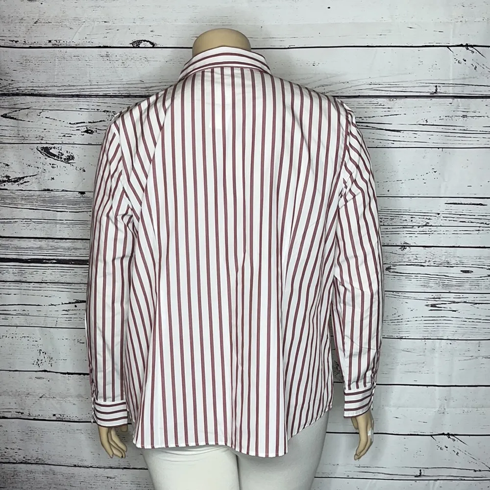 Van Heusen NWT Size XXL White & Red Stripe Long Sleeve Button Down Shirt Top - Image 3