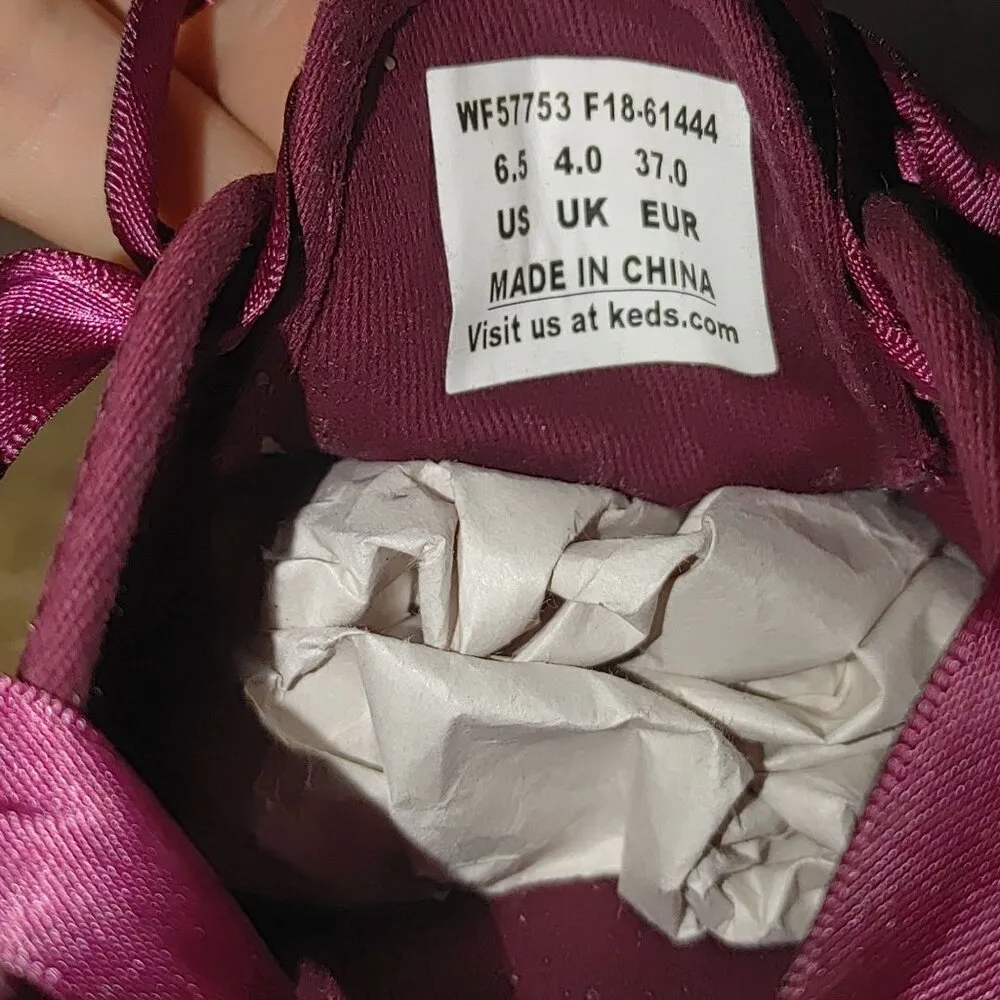 Keds For Kate Spade Size 6.5 Girls 4.5 Womens Glitter Sneakers Black Burgundy - Image 9