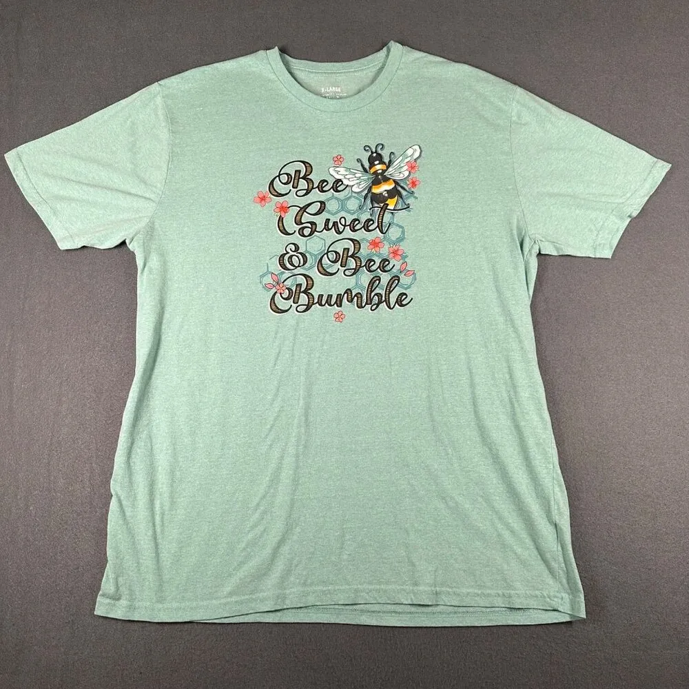 Bee Sweet & Bee Bumble Womens XL Green Short Sleeve Graphic T - Image 2