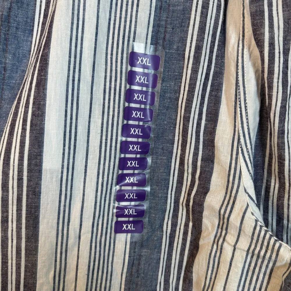 Beach Lunch Lounge Stripe Wide Leg Linen Flowy Crop Pants XXL NEW without Tags - Image 5