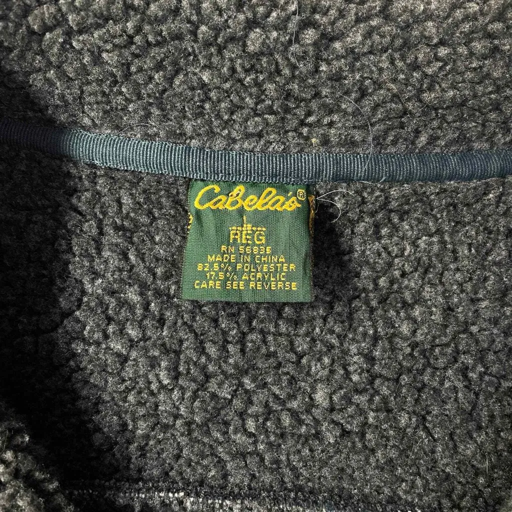 Cabelas Sweater Jacket Mens Large Blue Green Ribbed‎ Fleece Lined Pockets - Image 9