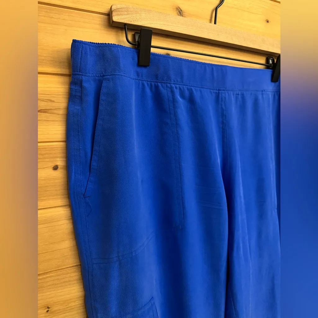 Lilly Pulitzer Size XL Cobalt Royal Blue Silk Pull On Cargo Jogger Preppy Summer - Image 4
