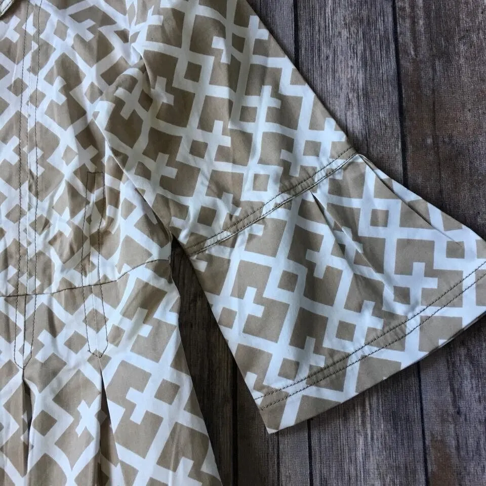 New Retro Jacket Women S 4 6 Lattice Trellis Print Mod 60s 70 Preppy Bell Sleeve Gray - Image 5