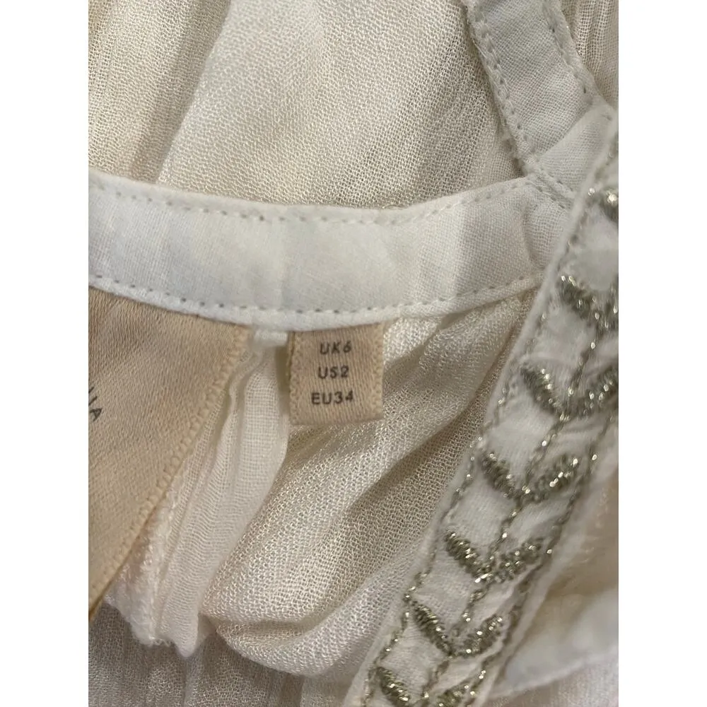 Vanessa Virginia Women's Top Size 2 Boho Crochet Trim Sleeveless White Blouse - Image 4