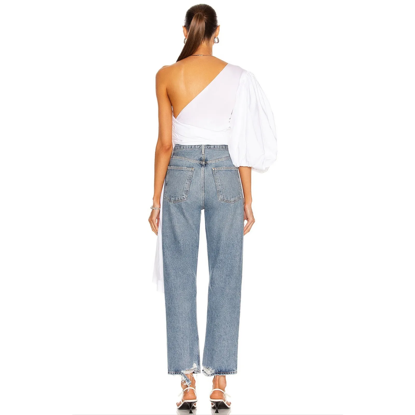 Fe Noel NWT White Cloud One Shoulder Cotton Wrap Top Size XS - Image 2