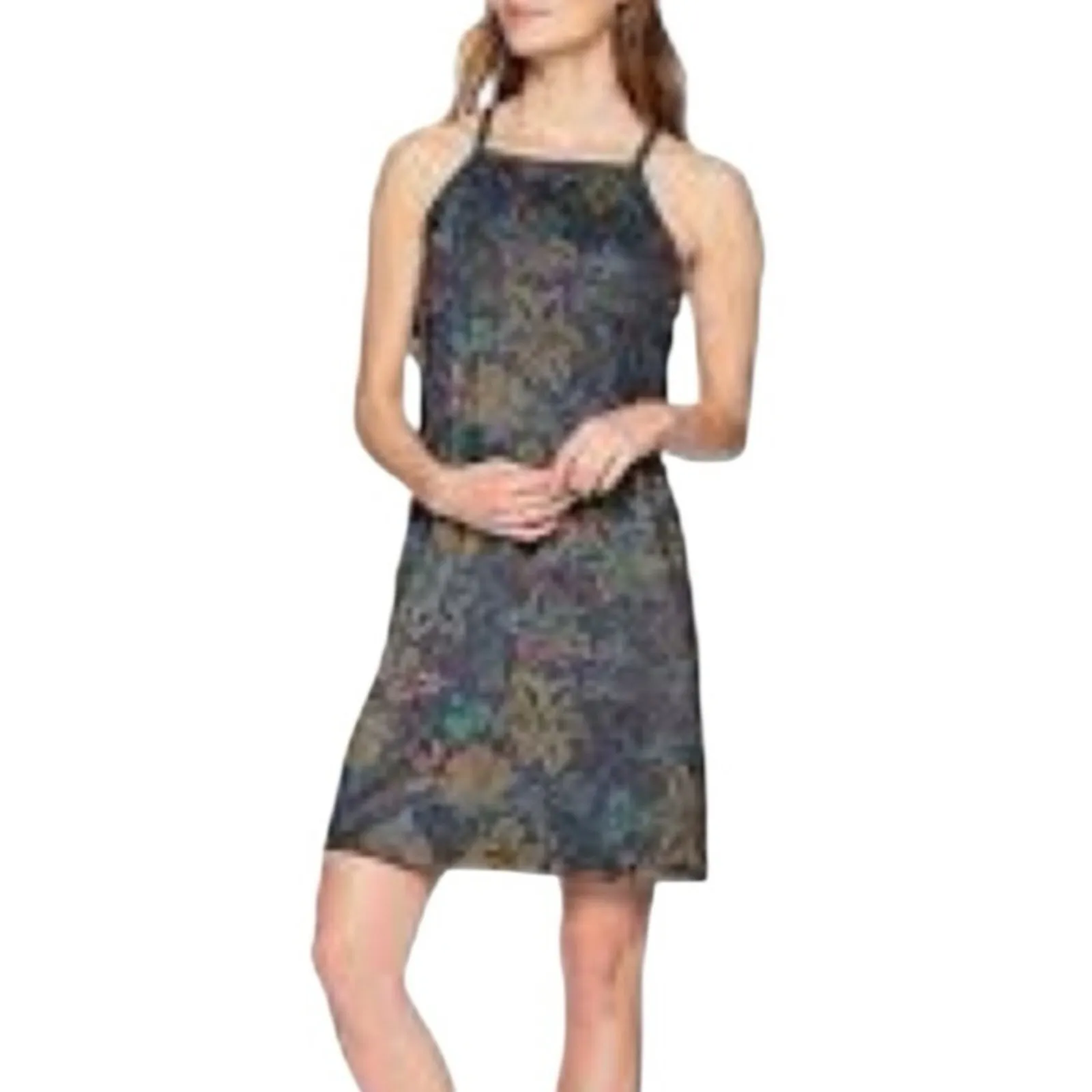 PRANA Ardor Dress “Black Horchata” XL — Racerback Built-In Bra Floral Mini - Image 14