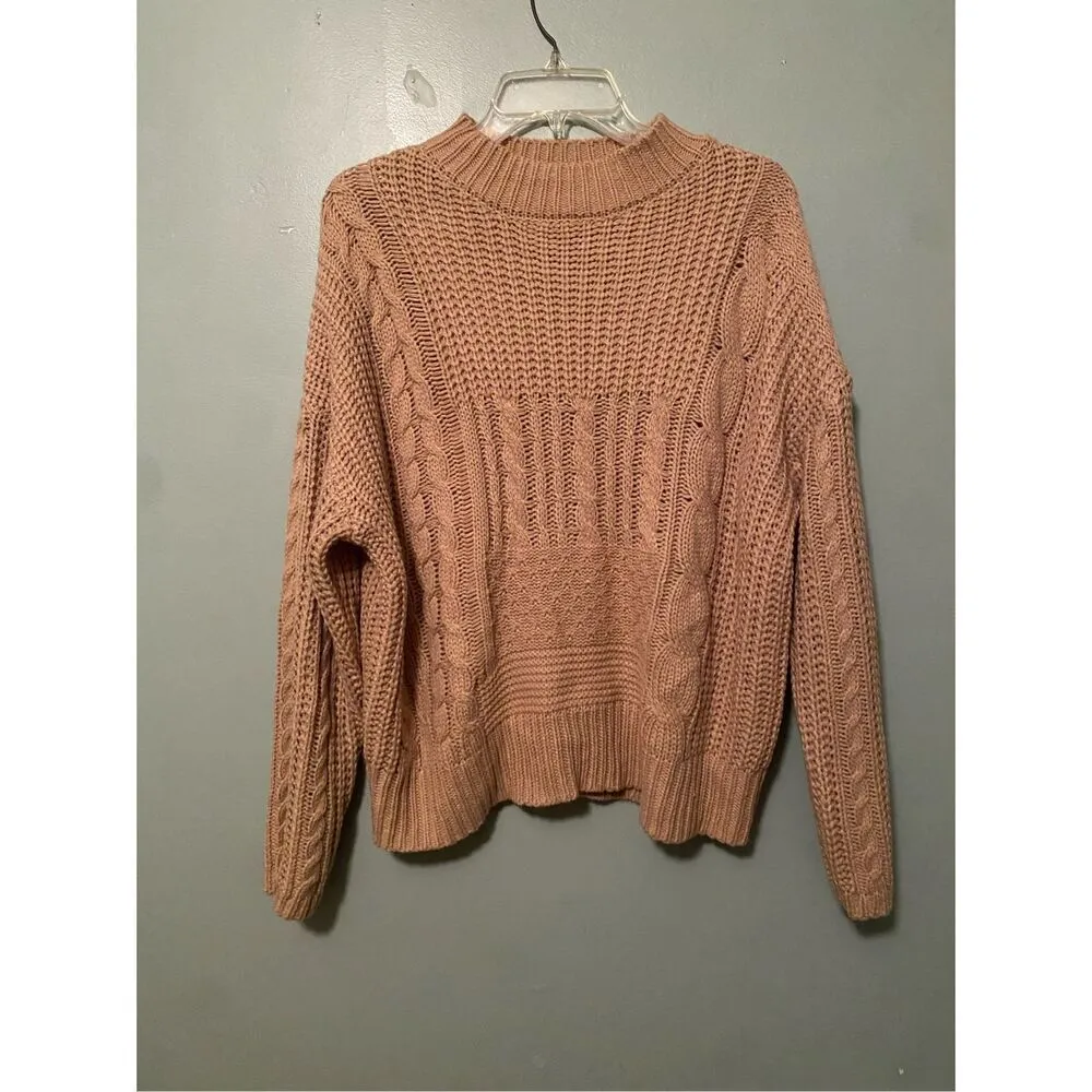 Time And Tru Mock Neck Knit Sweater Size XL Tan - Image 4