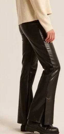 Abercrombie & Fitch Vegan Leather Flare Split Leg Pant - Extra Small Short - Image 2
