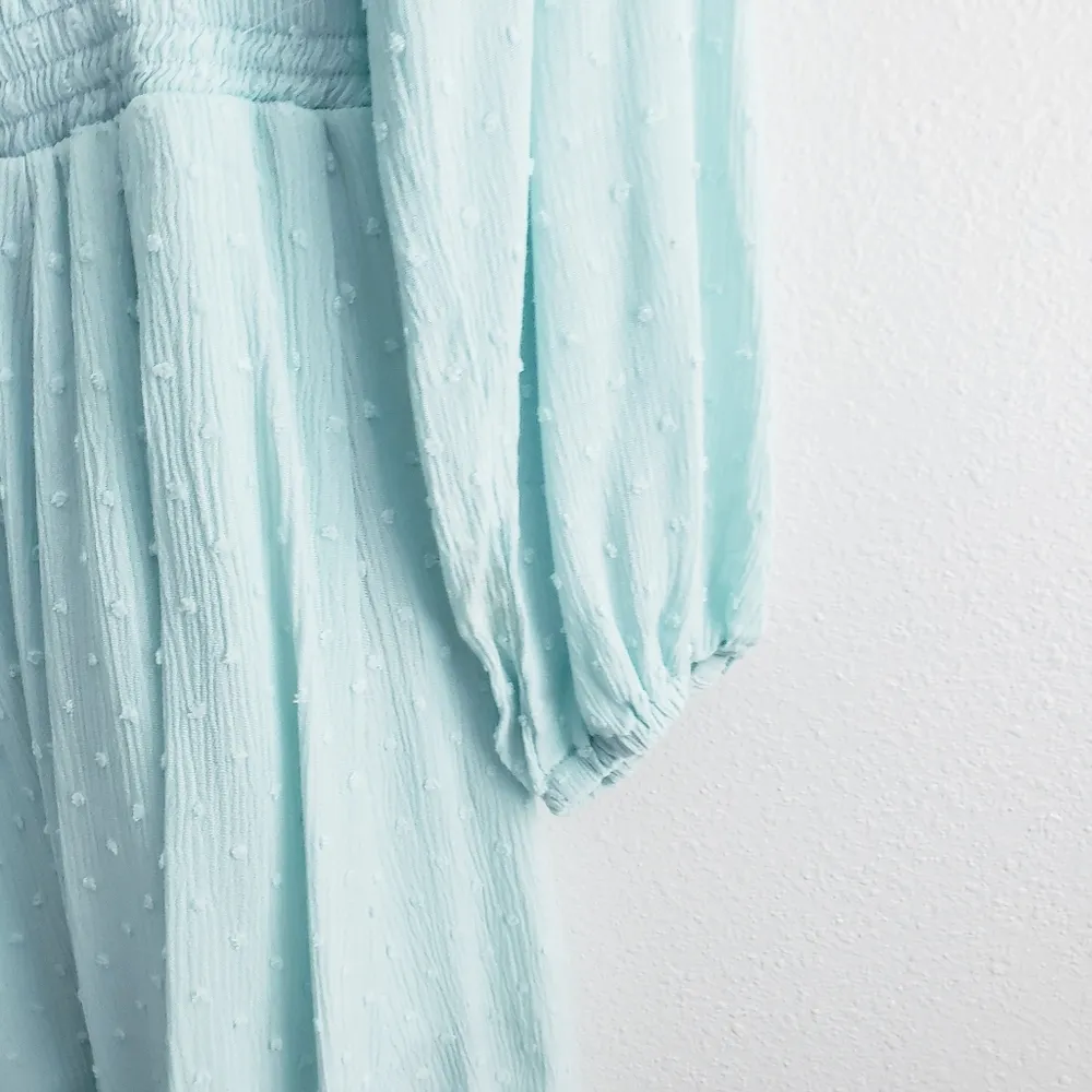 Shore Off The Shoulder Swiss Dot Mini Bohemian Dress - Image 4