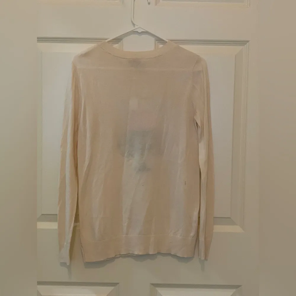 LOFT Cream Crew Neck Sweater with Pug Design.  Size-Medium - Image 2