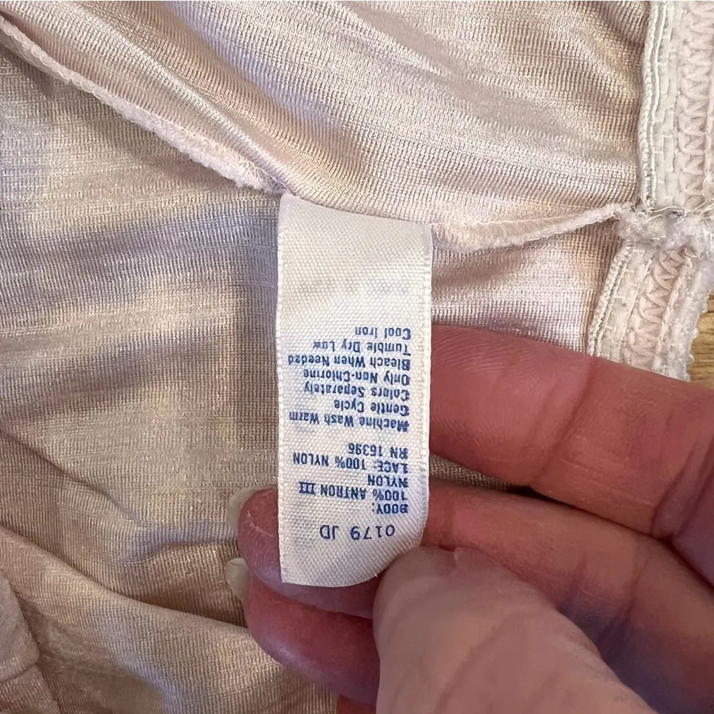 Vtg JC Penney Lt Rose Antron Nylon Lace Camisole & 1/2 Slip Lingerie Sz L - Image 4