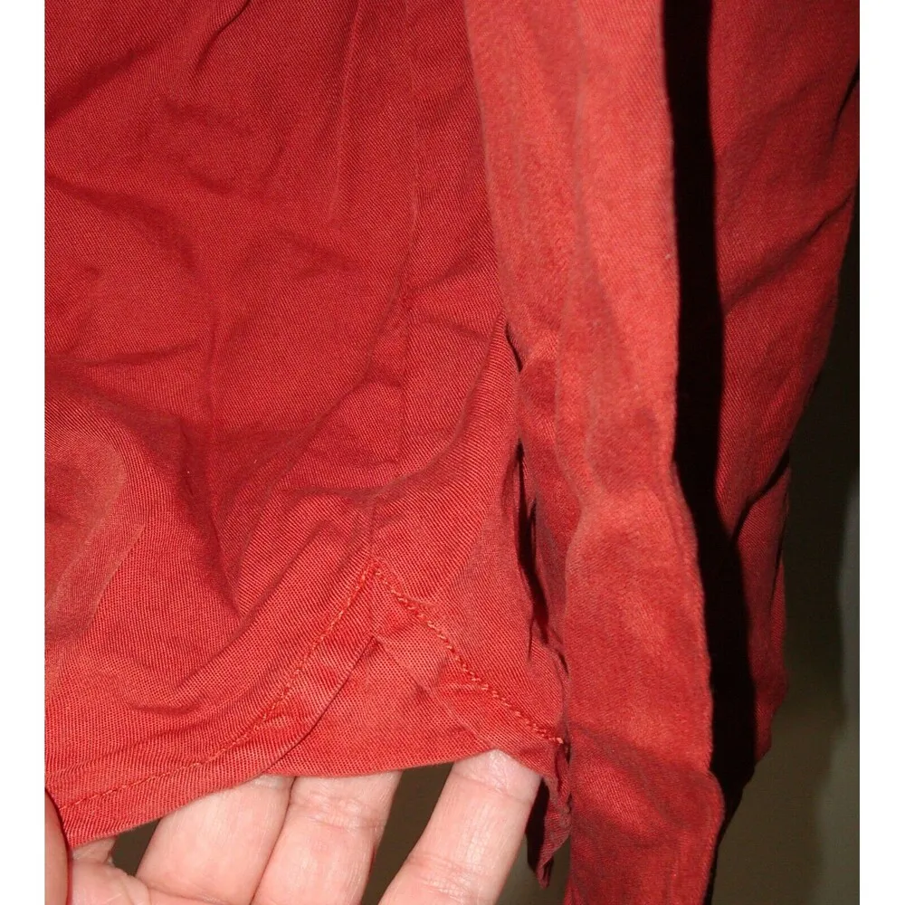New Prana Womens NWT S Updrift Top Button Pockets LS Patina Red Rust Tencel Logo - Image 9
