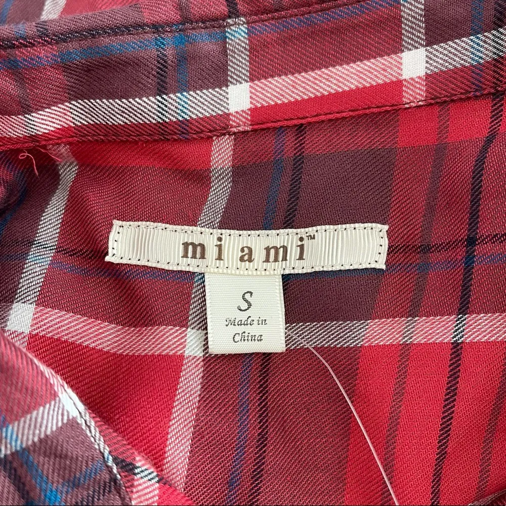 Francesca’s Miami NWT Red & Black Plaid Button Down Tunic Shirt - Image 8
