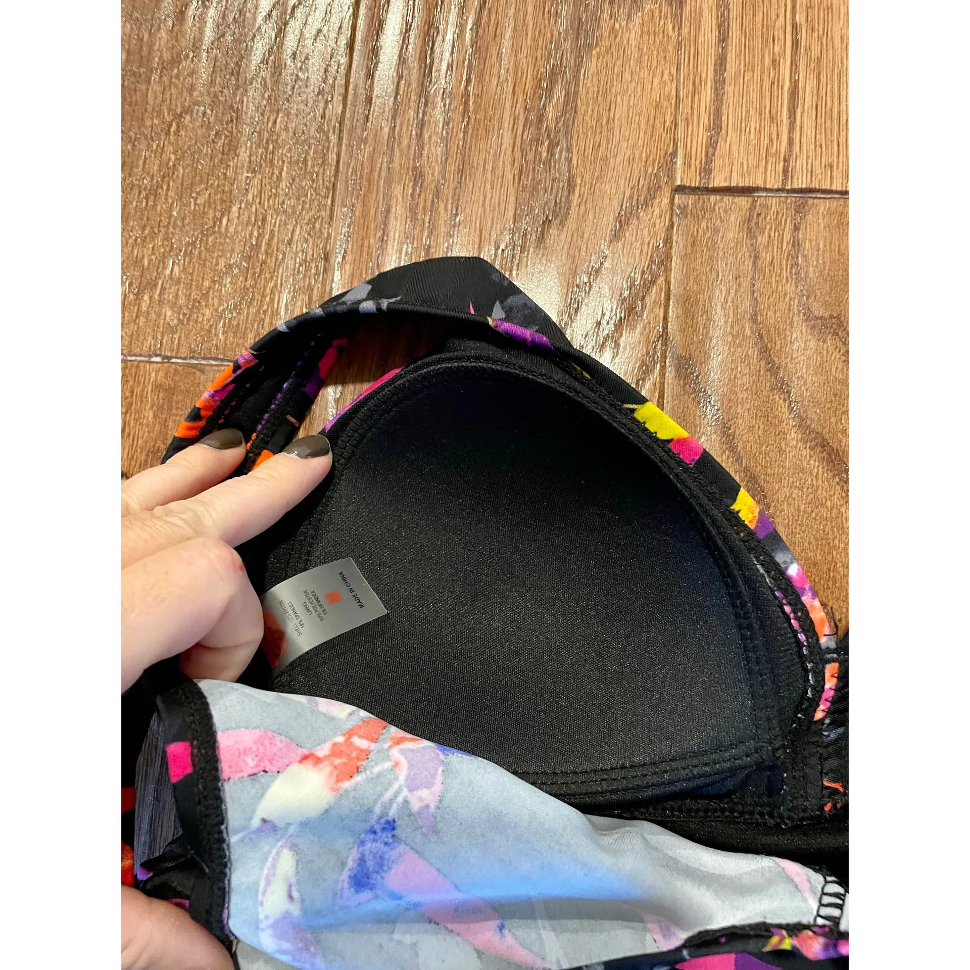 One piece swim dress floral fit and flair Black - Image 7