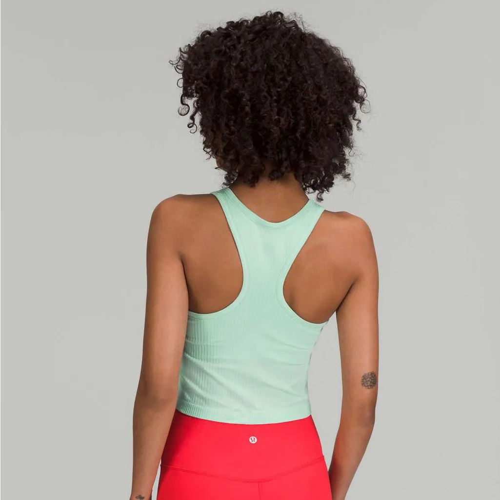 Lululemon Ebb to Street Cropped Ribbed‎ Tank Top Mint Green Athleisure Size 12 - Image 2