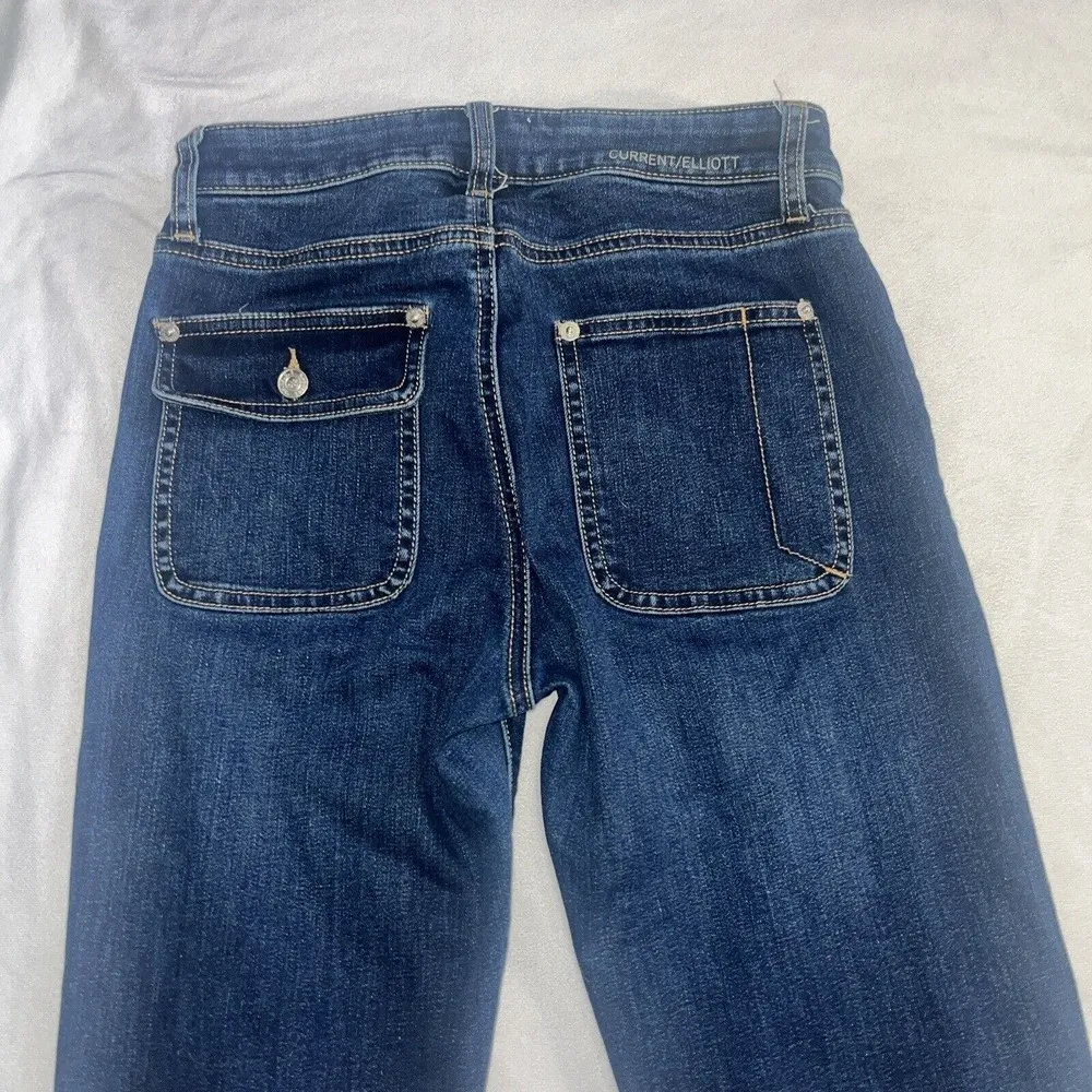 Current Elliot Sz 25 Cropped Boot Jeans Raw Hem - Image 2