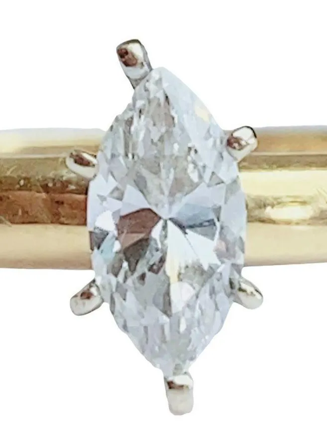 14K 14KT Marquise Cut Diamonique Cubic Zirconia Yellow Gold Ring Sz 8.75 - Image 7