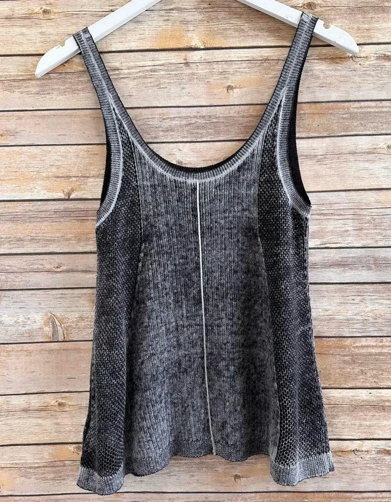 American Eagle Sweater Tank Women’s Size Small Gray Black Knit Mesh Sides - Image 2