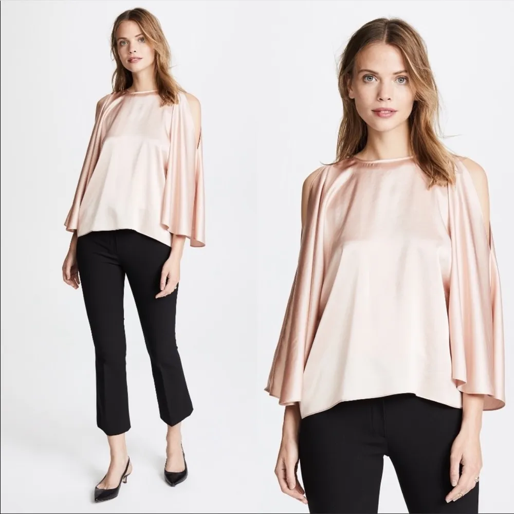 Ramy Brook Tiffany Cold-Shoulder Cape Blouse in Blush - Image 3