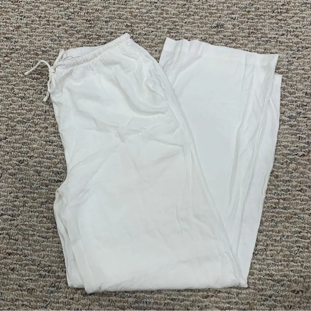 Cotton On White Linen Blend Pants - Size 6 - Image 6