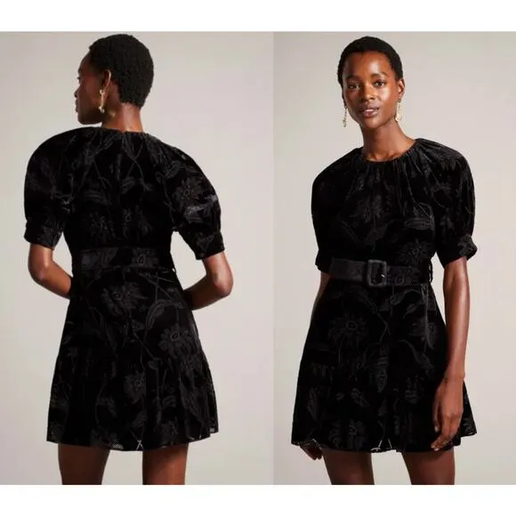 Ted Baker | NWT Tilliiy Belted Velvet Dress | Fit and Flare Mini | Black | Sz L - Image 2
