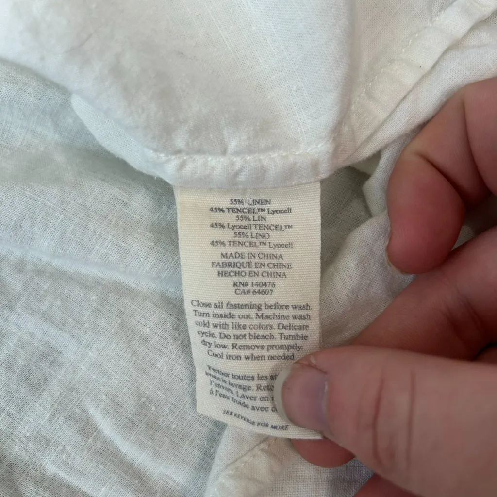 Faherty White Linen Short Sleeve Button Down Boxy Cut, Oversized G22 - Image 3