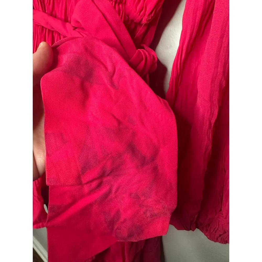 MILLY Pink V-Neckline Long Sleeve Hourglass Tie Waist Liv Mini Dress Size 8 - Image 12