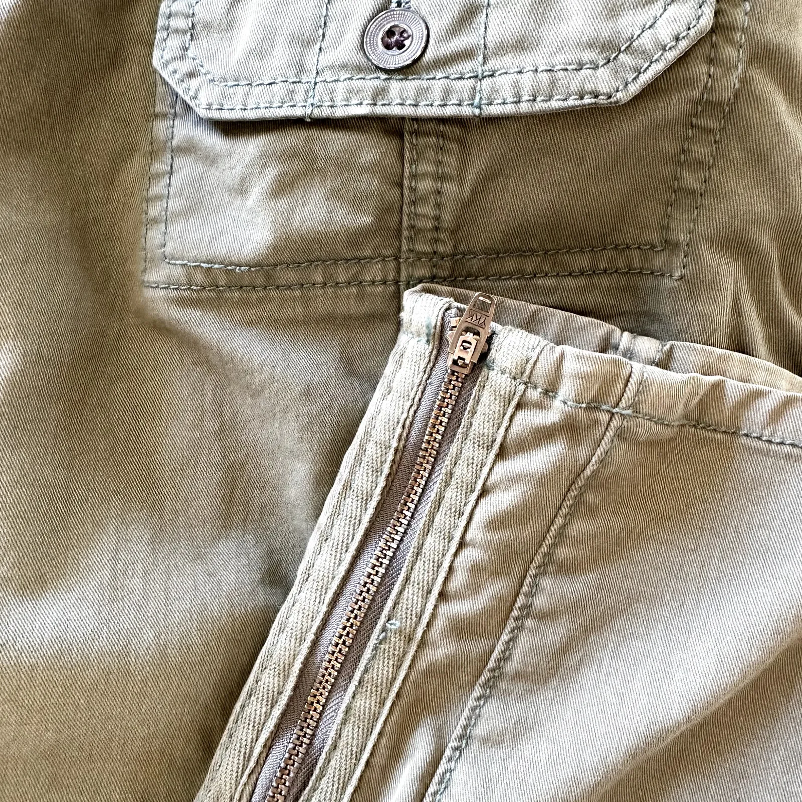 Sundance Cargo Pants Drawstring Belt Straight Leg Pockets Cotton Dark Green P12 - Image 2