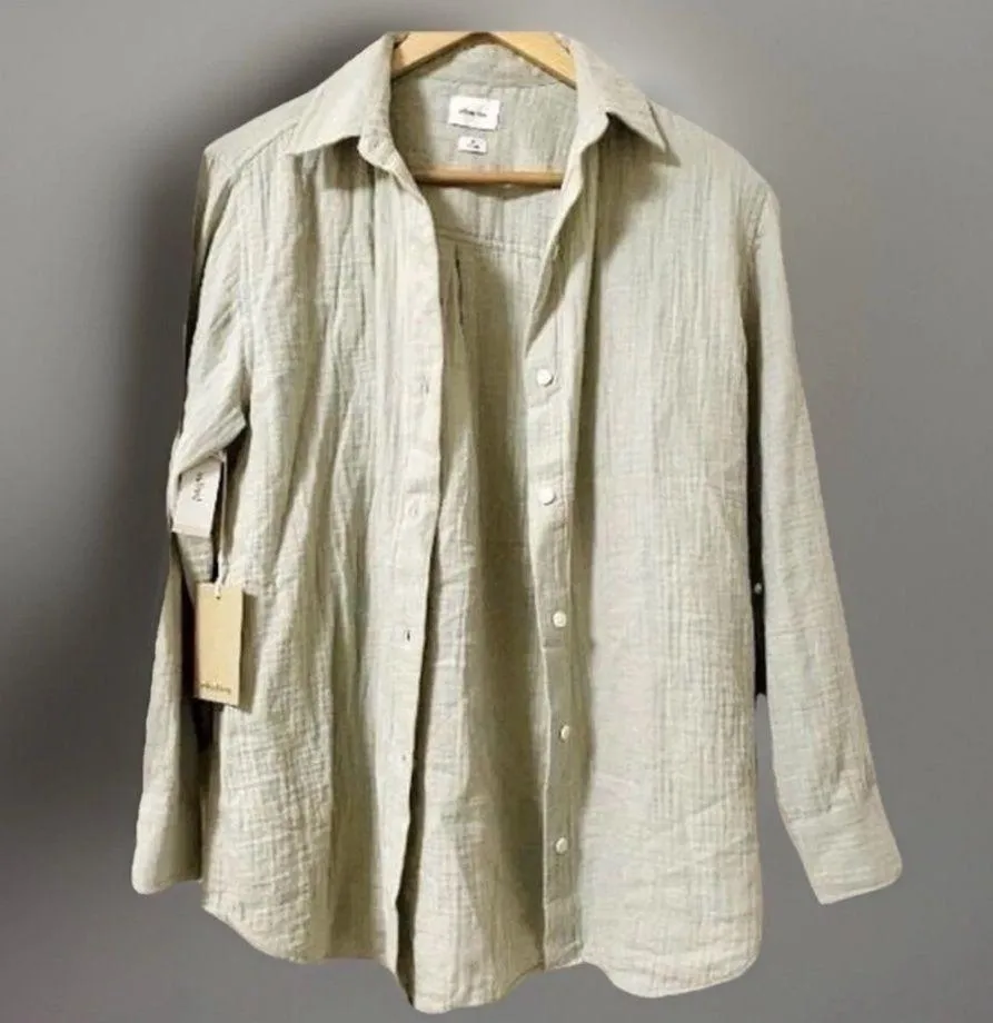 NWT $110 New Sail Button Up Shirt Gauze Crinkle - Image 4