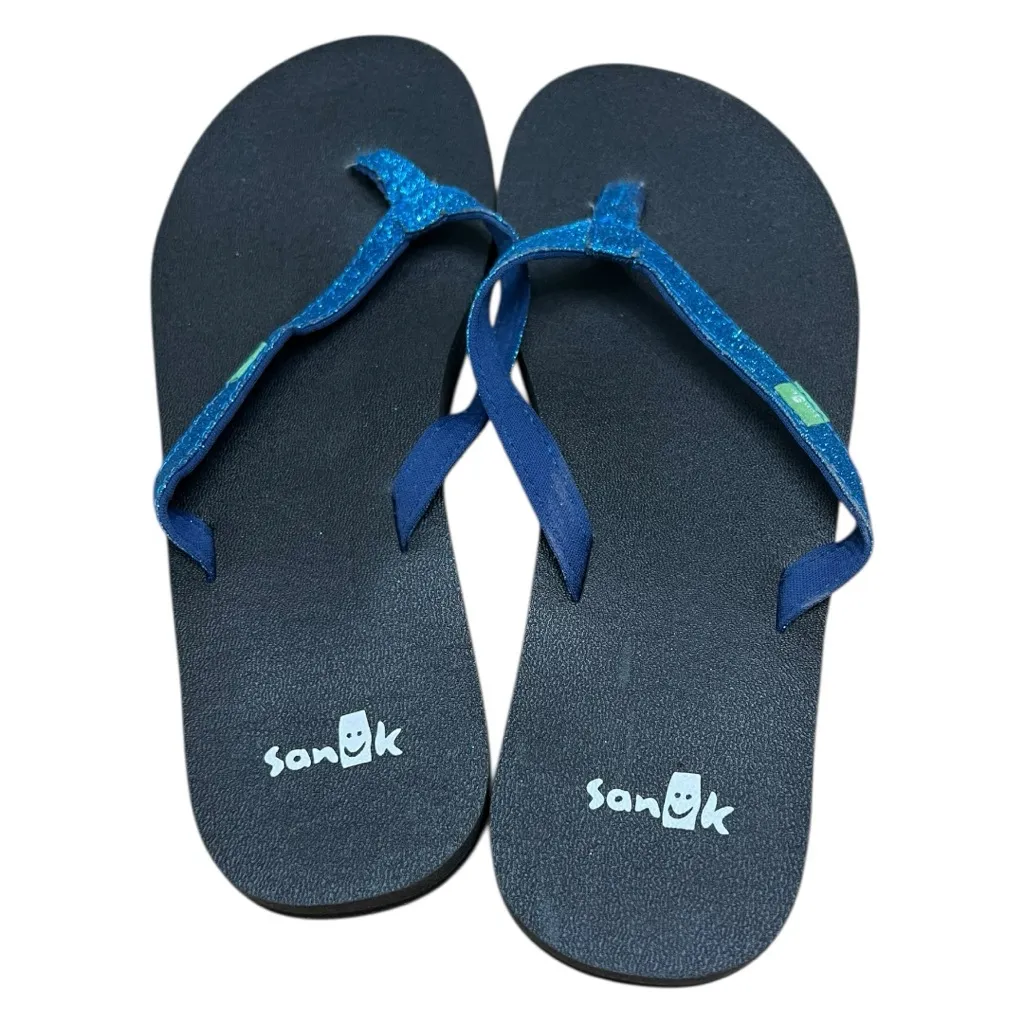 Sanuk Women's Yoga Joy Sparkle flip-flops - Blue Glitter Strap - Size 7 - Image 3