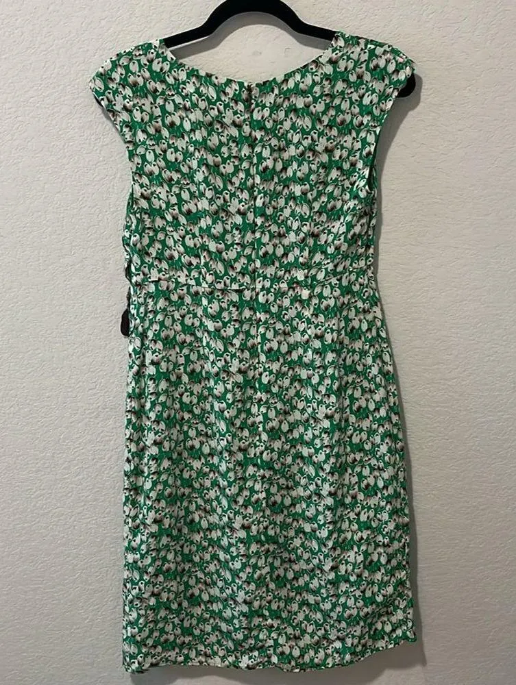 MOULINETTE SOEURS (Anthropologie) Silk Green/Brown Tulip Dress, Size 2 - Image 5