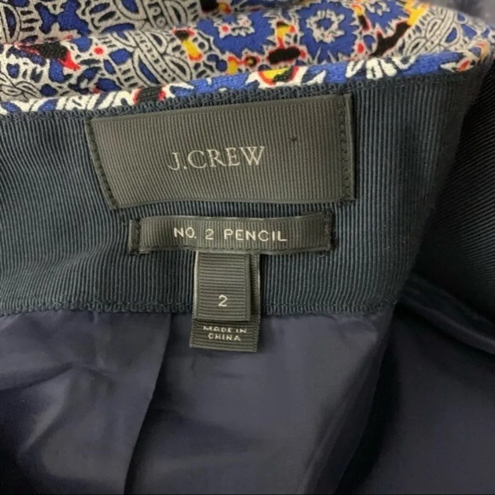 J Crew Paisley Pencil Skirt 2 Back Zip Retro Workwear Office Classic - Image 4