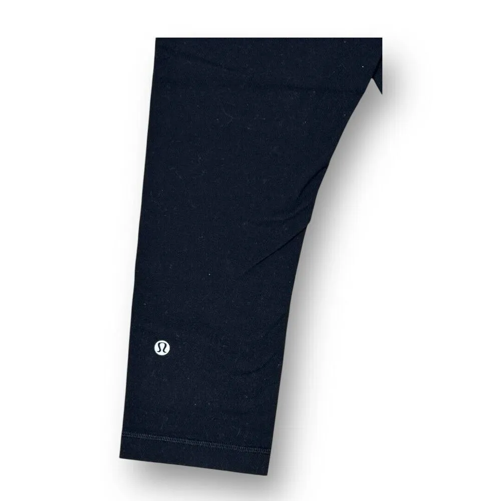 Lululemon 6 Black Wunder Under Crop Leggings Secret Garden Floral Waistband Yoga - Image 5