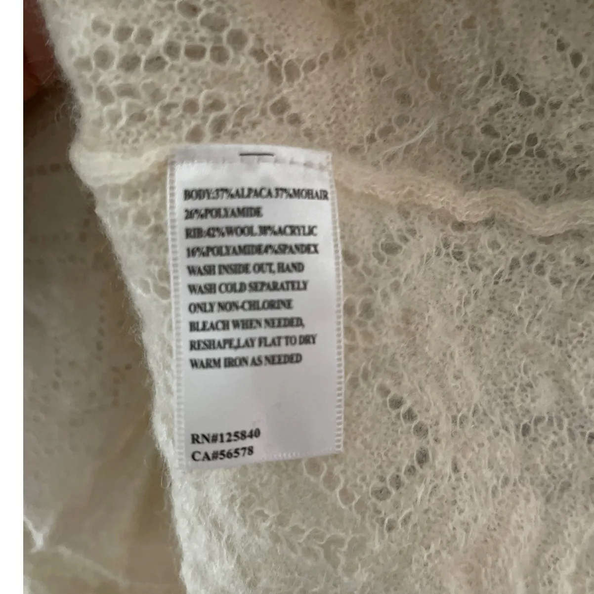 Intermix Cottage Alpaca Blend‎ Delicate Ruffled Sweater in Cream Size Large - Image 7