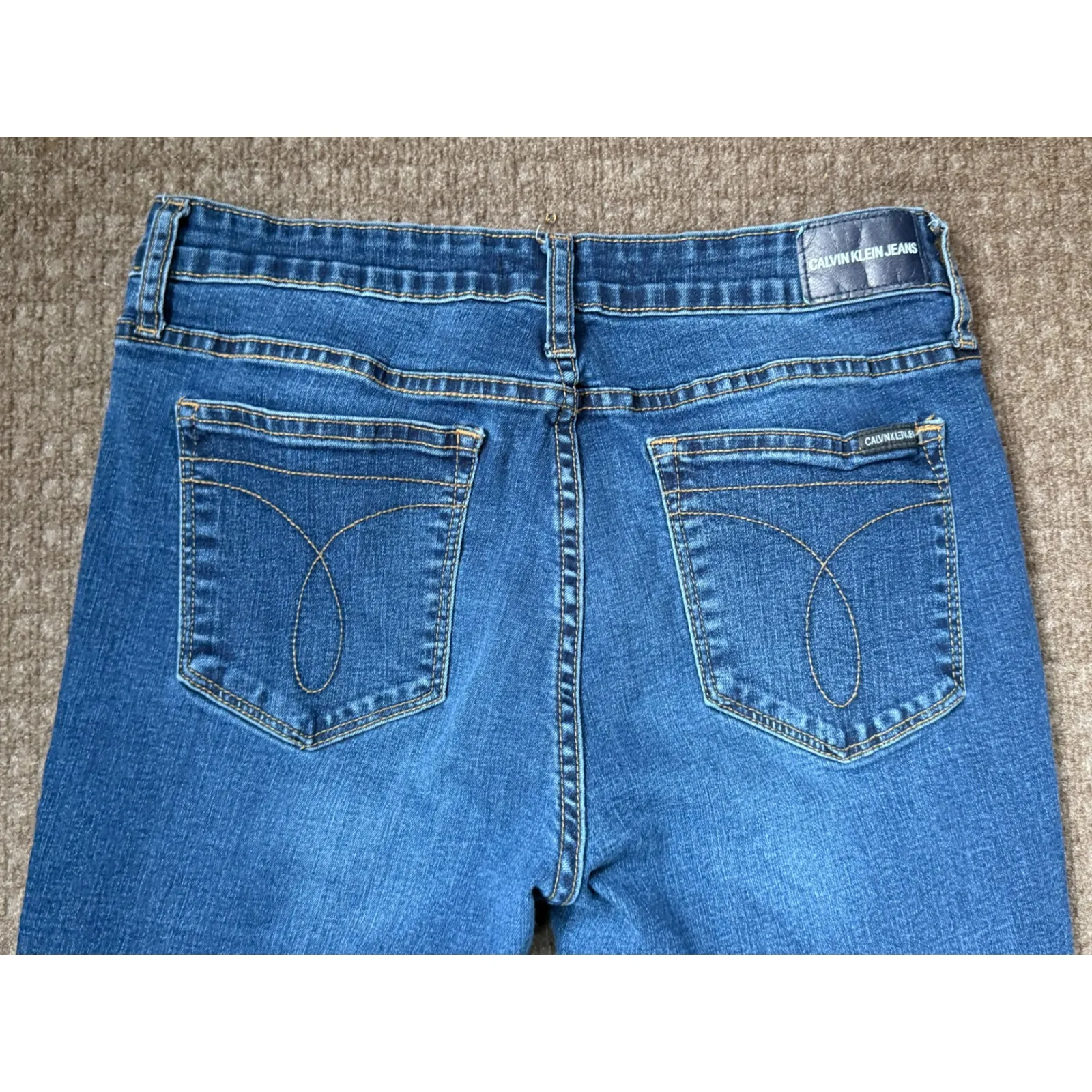 Calvin Klein Jeans Womens Blue High Rise Slim Straight Denim Jeans‎ - Image 3