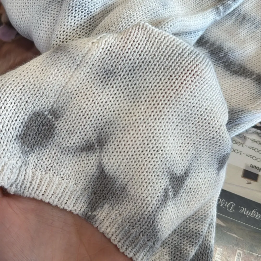 Mododoc Los Angeles Tie Dye Flare Bell Bottom Fold Over Ribbed Knit Pants S NWT Gray - Image 6